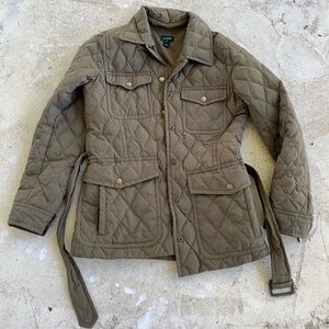 J Crew Quilted Waist-Tie Jacket